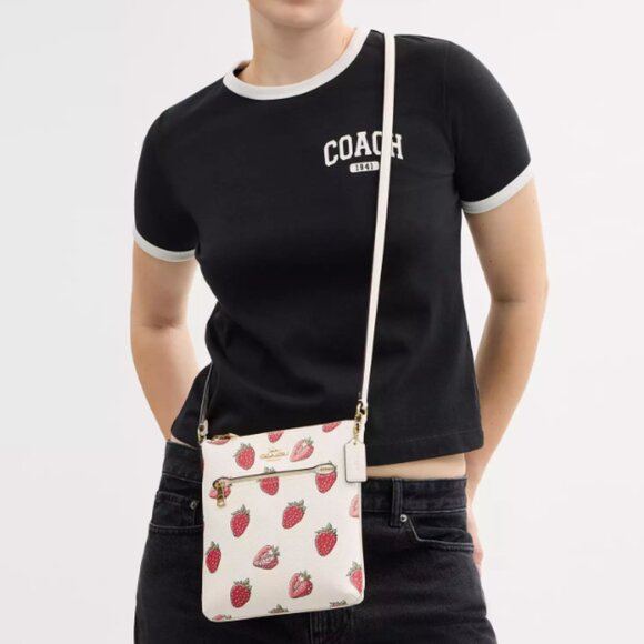 Coach Mini Rowan File Bag With Strawberry Print NWT - Picture 3 of 7